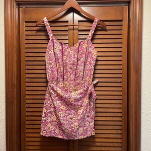 Floral Pink and Yellow Romper Size Small